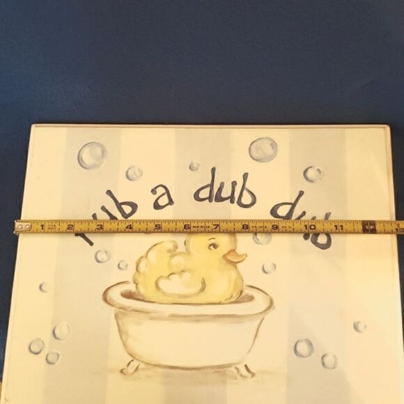 Adorable Ducky Rub a Dub Dub Wooden Plaque Baby Room Nursery Wall Decor 11" x 13 - Picture 2 of 5